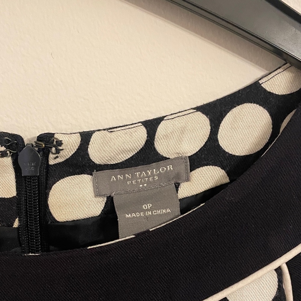 Ann Taylor Navy Blue and White Polka Dot Sleeveless Dress - Picture 2 of 3